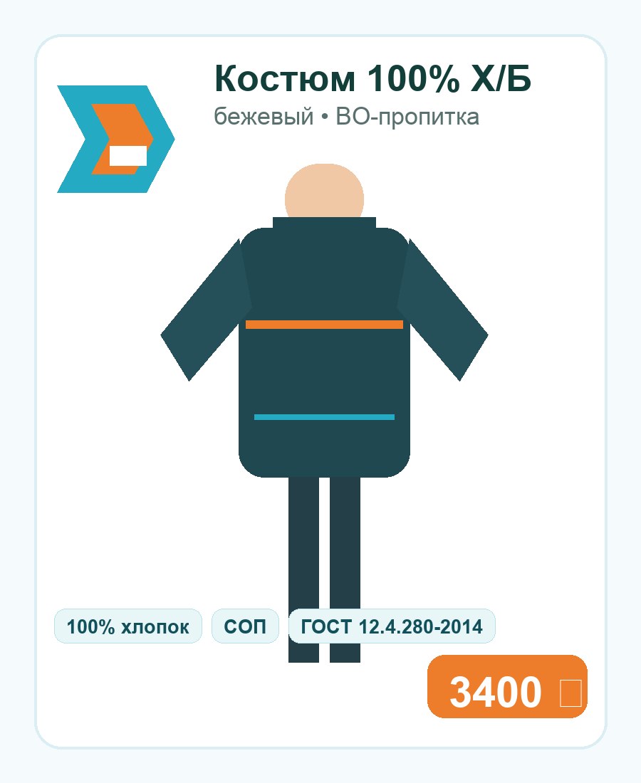 Летняя спецодежда. Костюм 100% Х/Б бежевый купить в Республике Башкортостан